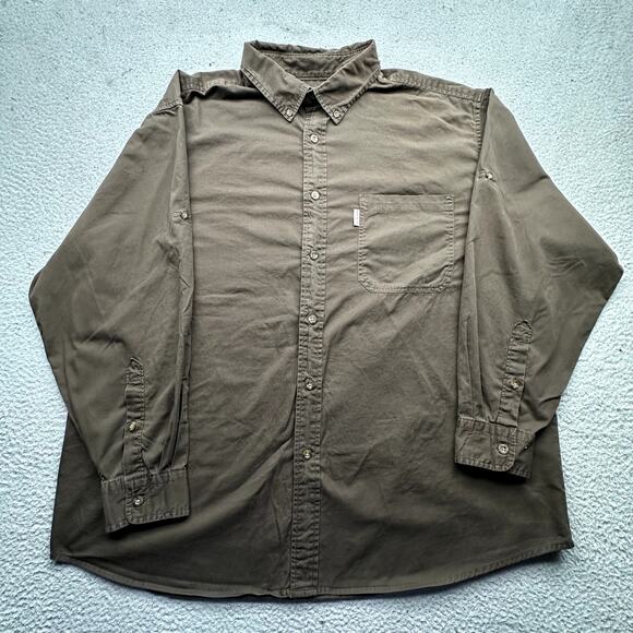 Woolrich Cotton Twill Long Sleeve Shirt Men XXL Pocket Roll-Tab Button Down 6418 - Picture 1 of 11